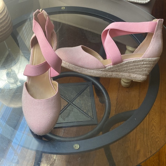 TALBOTS PINK LYNDSAY D'ORSAY ESPADRILLE WEDGES SANDALS SIZE 8.5 - Picture 8 of 17